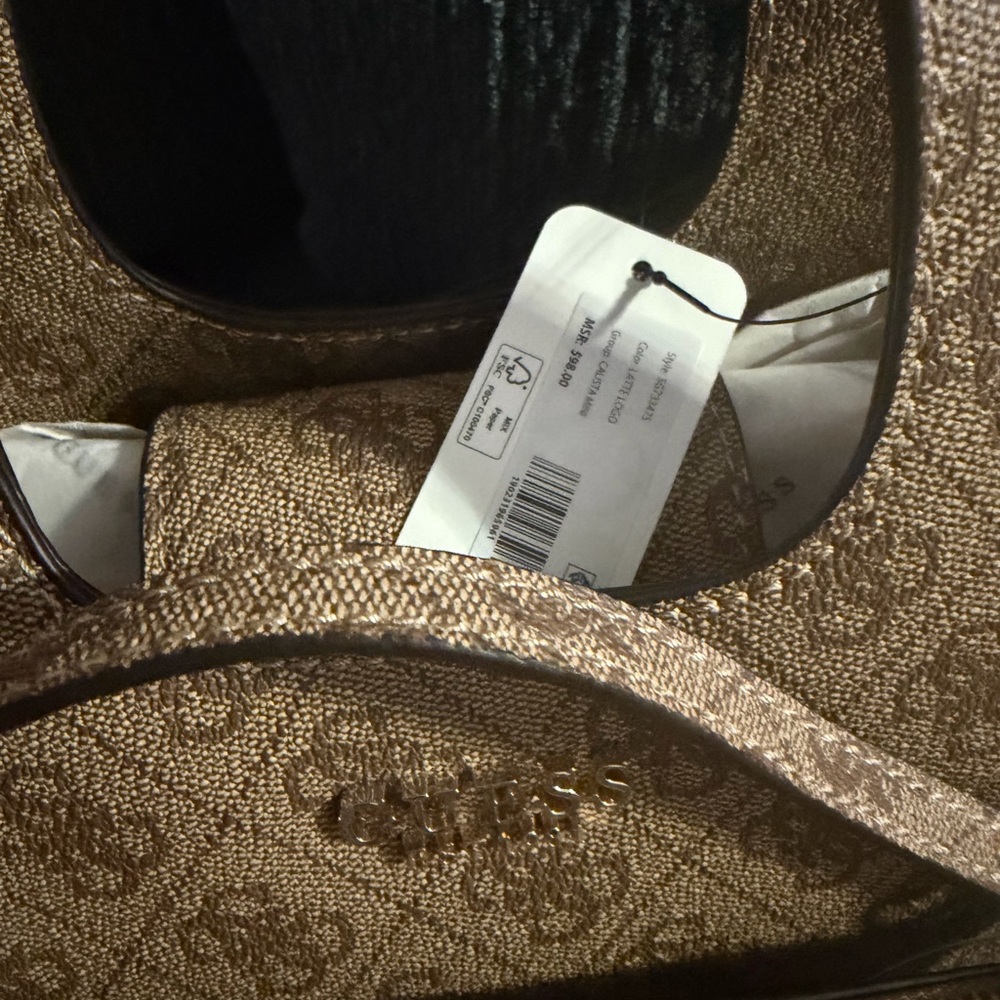 GUESS Calista Mini Brown Logo Tote Bag NWT - Picture 3 of 5